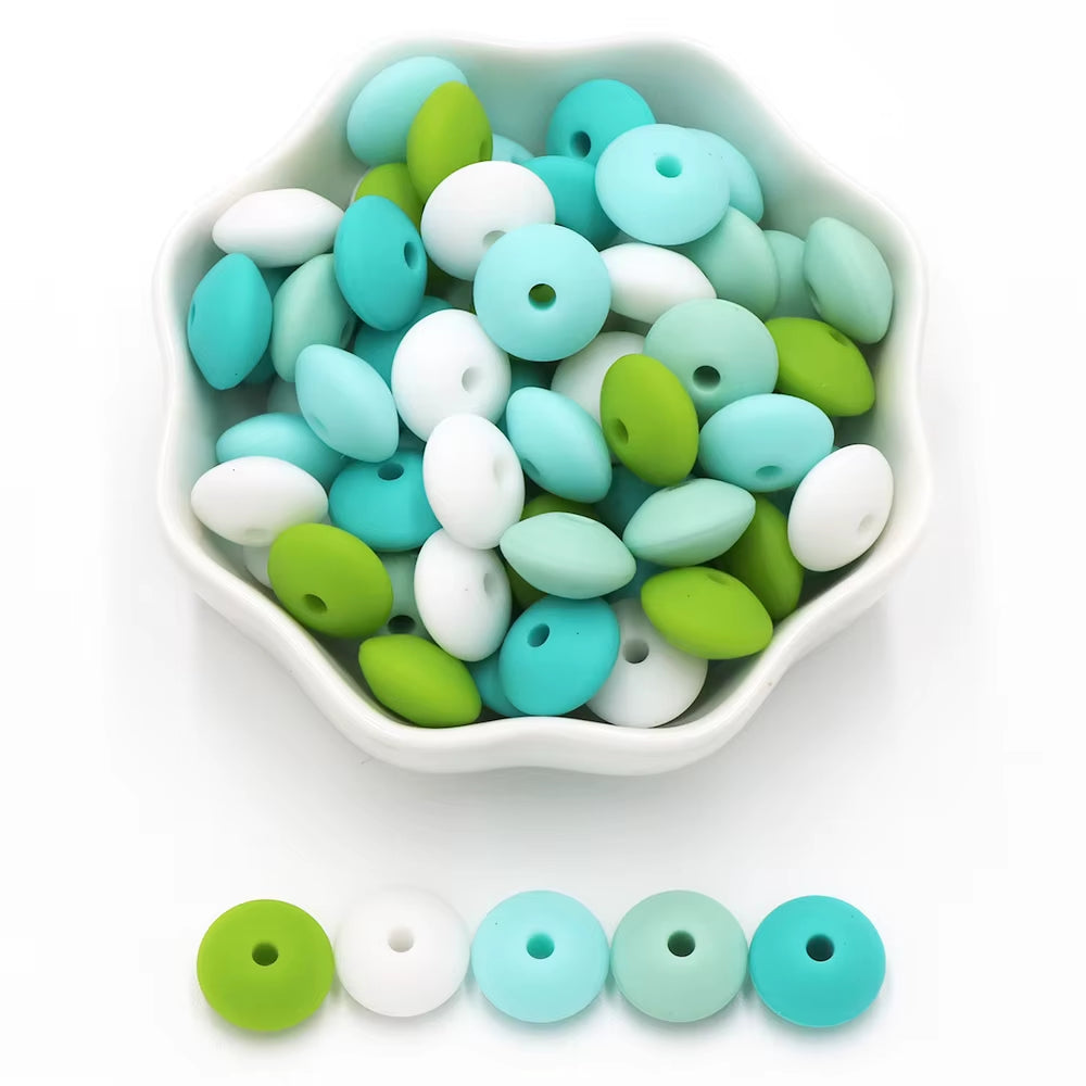 20Pcs 12MM Lentil Silicone Beads BPA Free Diy Teether Teething Necklace BPA Free Eco-Friendly Baby Teether Toys