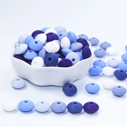 20Pcs 12MM Lentil Silicone Beads BPA Free Diy Teether Teething Necklace BPA Free Eco-Friendly Baby Teether Toys