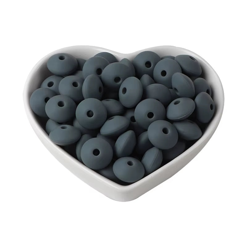 20Pcs 12MM Lentil Silicone Beads BPA Free Diy Teether Teething Necklace BPA Free Eco-Friendly Baby Teether Toys