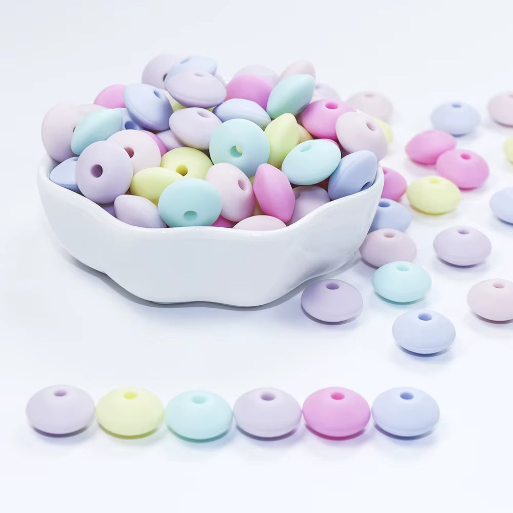 20Pcs 12MM Lentil Silicone Beads BPA Free Diy Teether Teething Necklace BPA Free Eco-Friendly Baby Teether Toys