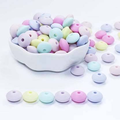 20Pcs 12MM Lentil Silicone Beads BPA Free Diy Teether Teething Necklace BPA Free Eco-Friendly Baby Teether Toys